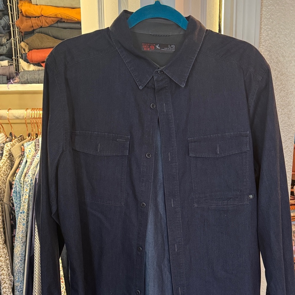 Dark Blue Button-Up denim Shirt